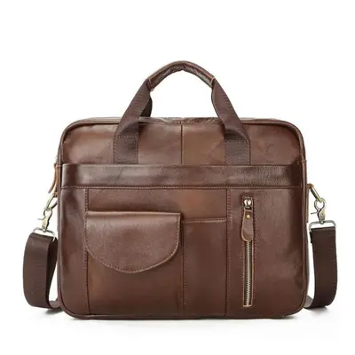 (dark brown, 39cm*6cm*27.5cm) Business Men&apos;s Briefcase First Layer Cowhide Laptop Bag Men&a