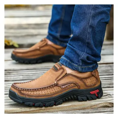 (brown, 39) Outdoor Youth Leather Casual Men&apos;s Shoes, Fashion Non-slip Walking Shoes