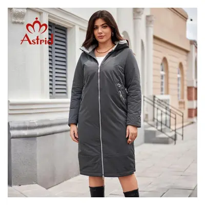 (grey, 3XL) Astrid New Women&apos;s Autumn Winter Parka Plus Size Woman Clothing Long Padding Wa