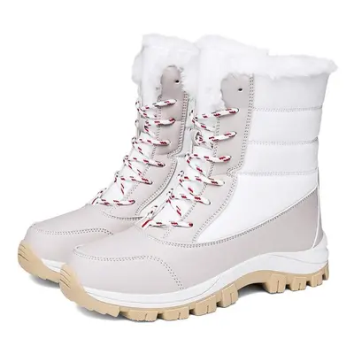 (white, 42) Tuinanle Snow Boots Plush Warm Ankle Boots For Women Winter Shoes Waterproof Boots W