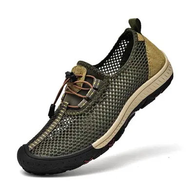 (khaki, 43) Summer Breathable Outdoor Casual Shoes Men Sneakers Antiskid Slip On Walking Shoes M