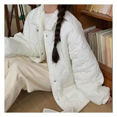 (white, S) Sweet Color Casual Lamb Wool Coats Women Korean Fashion Cotton Padded Jacket Female A