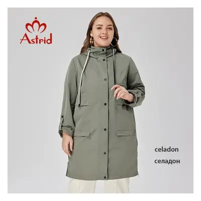 (green, 3XL) Astrid Women&apos;s Trench Coat Women Jacket Plus Size Windbreaker Casual Hooded Ov