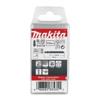 Makita B22 Jigsaw Blades Metal Plastic 50mm T Shank High Speed 24TPI - Pack