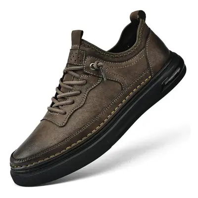 (brown, 40) Sneakers Men Work Shoes Autumn New High Quality Leather Luxury Shoes Lace Up Classic