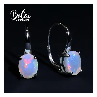 (white, M) Natural Multicolor Gemstone Opal Earrings Fashion Design Women&apos;s Fine Jewelry St