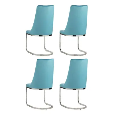 (Teal, 4) Soft Velvet With Silver Chrome Frame Dining Chairs