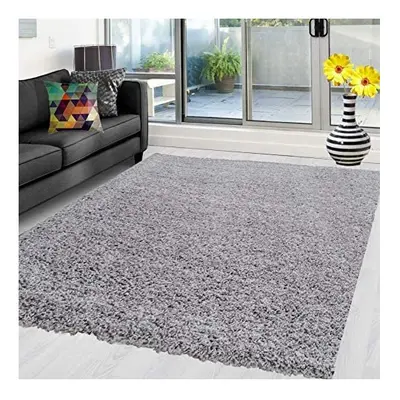 (Silver, x cm (4 ft x ft in)) X Large Small Soft Shaggy Rugs Modern Non Slip Rug