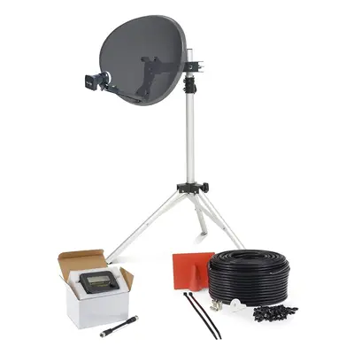 (50 Meter RG6 + TRIPOD SATFINDER, Black) Viewi Portable Satellite RV Dish Kit Camping Tailgating