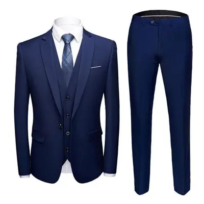 (navy blue, XXXXXL) Men&apos;s Plus Size Uniform Sets Office Uniform Thin Suit Party Uniform Set