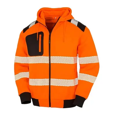 (4XL, Fluorescent Orange/Black) Result Genuine Recycled Mens Safety Hoodie