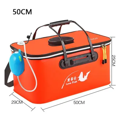 (orange, 50cm(with oxygen pump)) Foldable Wear-resistant Waterproof Eva Fishing Barrel Fishing B