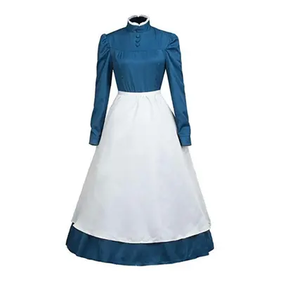 (blue, L) Anime Cosplay Costume Howl&#39;s Moving Castle Cosplay Sophie Hatter Costume Long Dres