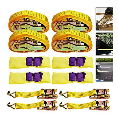 4 Sets Of Tow Rope Set Wheel Straps Recovery Safety Straps Ratchet