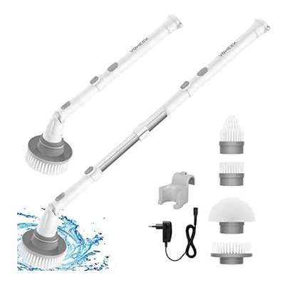 Electric Spin Scrubber Voweek Cordless Cleaning Brush with Adjustable Extension Arm Replaceable 