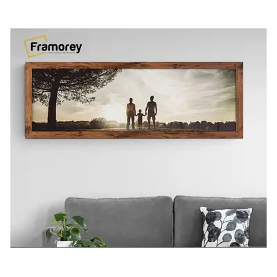 (100x50CM) Panoramic Size Rustic Oak Picture Frame Wall Art Frames Flat Wooden Effect Poster Fra