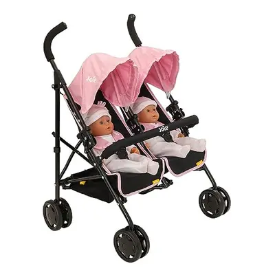 Joie Aire Twin Pushchair | Childrens Double Stroller Pram In Black & Pink | Childrens Baby Doll 