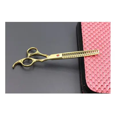 (Gold) Multicolor Professional Pet Dog Scissors Stainless Steel Thinning Cutting Shears Cats Dog