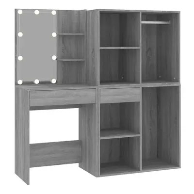 (Grey sonoma) vidaXL LED Dressing Table & Cabinets Engineered Wood Furniture Multi Colours