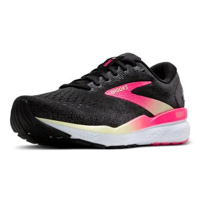 Brooks Womens Ghost Neutral Running Shoe - Black/Pink/Yellow - 6.5 Wide