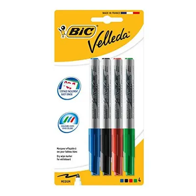 BIC Velleda Whiteboard Markers Effa & amp; ccedil; ables & amp; agrave; Dry Medium Conical Tip -