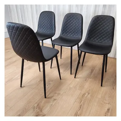 Dining Chairs Set Of Faux Leather Padded Black Kitchen Dining Room