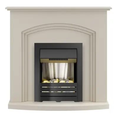 Adam Truro Fireplace Suite in Cream with Helios Electric Fire in Black, Inch