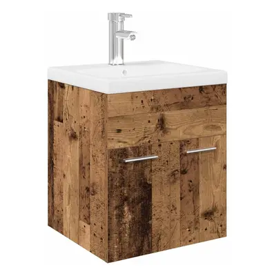 (old wood, x 38.5 x cm) vidaXL Sink Cabinet with Built-in Basin White and Sonoma Oak Engineered 