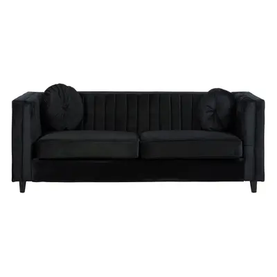 Premier Housewares Farah Seat Black Velvet Sofa