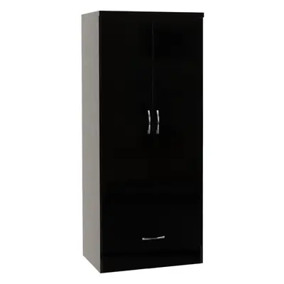 Nevada Door Drawer Wardrobe in Black Gloss Finish