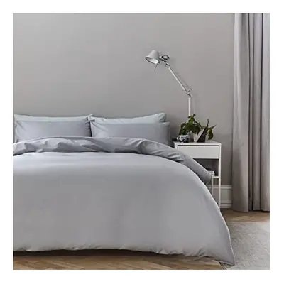 Silentnight 100% Pure Cotton Collection Duvet Cover Set Silver. Supersoft Snuggly Easy Care Duve