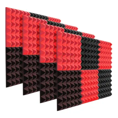 New 6Pcs Acoustic Foam Studio Soundproofing Foam Wedges Ties Black + Red x x 2inch