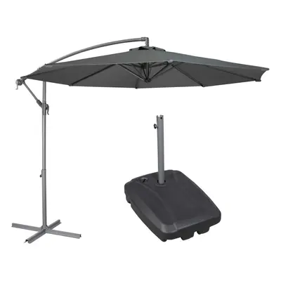 Ã3m Banana Parasol/Umbrella, Cover and Base Bundle, Rib, Crank Handle, Grey Canopy - DG270