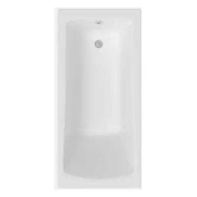 (Square Single End x 700mm) Modern Bathroom Single & Double Ended Straight Bath Gloss White Acry