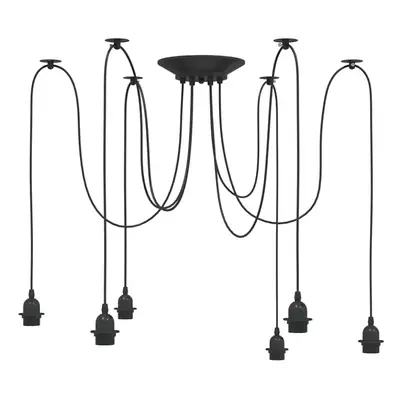 vidaXL PendantÂ Lamp with Lamp Holders E27 Black Metal spider pendant light