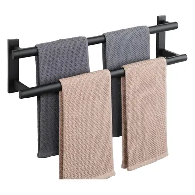 (60CM/24-Inch) Black Towel Rails Wall Mounted Bathroom Towel Holder 2-Tier Towel Rack