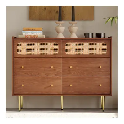 (with drawers) Rattan Sideboard Cabinet for Living Roomï¼Walnut