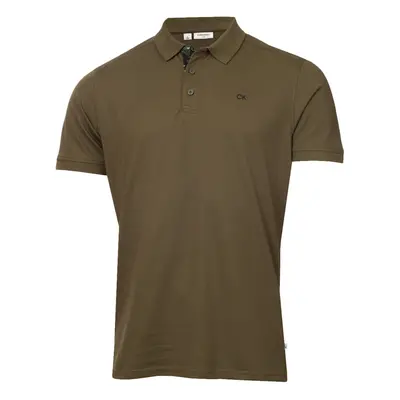 (XXXL, Olive Camo) Calvin Klein Mens Campus Button Ribbed Collar Golf Polo Shirt