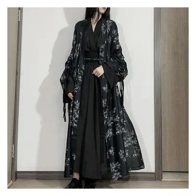 (multicolor, S) Chinese Wei Jin Dynasty Style Hanfu Suit Chinese Style Printed Literary Women Su