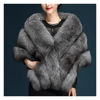 (dark grey) Bridal Shawl Fur Stole Faux Fur Wrap Evening Dress Bolero Cape Wedding Shawl Winter 