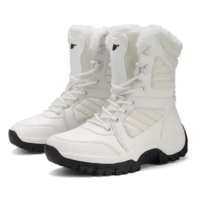 (white, 36) Tuinanle Winter Men&apos;s Warm Snow Boots Fleece Ankle Boots Waterproof Non-slip Wo