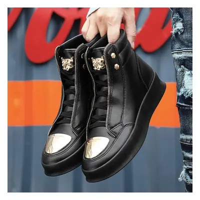 (black, 39) Fashion Men Ankle Boots High-cut Sneakers Basketball Shoes Tiger Leopard Platform Sk