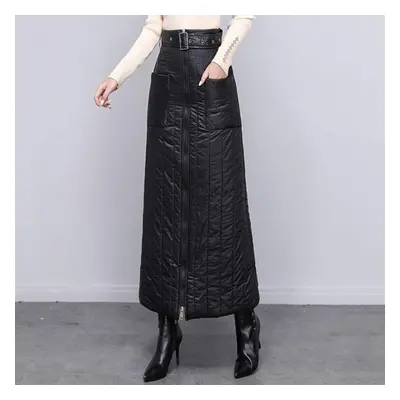 (black, 4XL) New Fashion Autumn Winter Women Loose Long Skirt Black Clothes