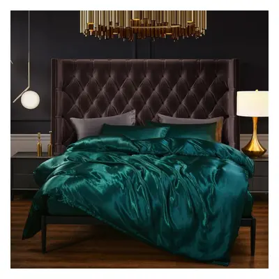 (green, 200*230) Colors Luxury Imitation Silk Bedding Set Pcs/ Set Duvet Cover & Pillowcase Set 