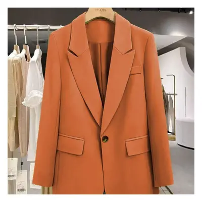 (orange, M) Fashionable Women&apos;s Spring And Autumn Suit Jacket With Korean British Style And