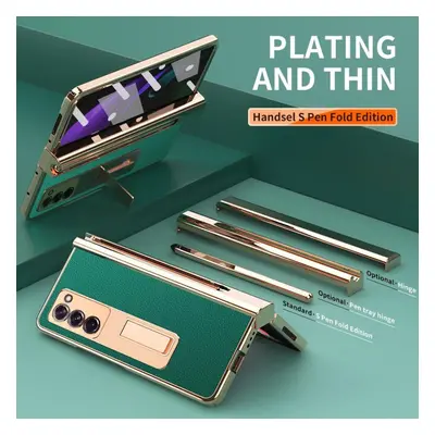 (green, Galaxy Z Fold 2) Drop Protection Plating Leather Bag Case For Samsung Galaxy Z Fold 4 5g