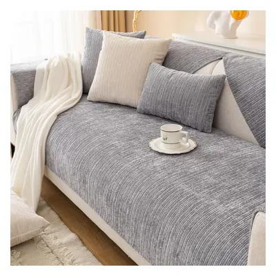 (grey, 110*240) Nordic Chenille Sofa Cover For Living Room Non-slip Thick Couch Cushion Armchair