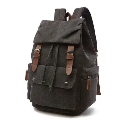 (black, inch) Vintage Canvas Laptop Backpack For Men Women School Mochila Feminina Fashion Anti-