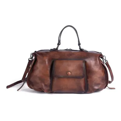 (coffee) Johnature Retro Genuine Leather Women Bag Natural Real Cowhide Large Capacity Handbag V