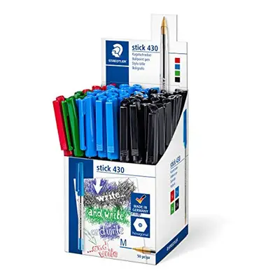 Staedtler Stick MS CP5 Ballpoint Pen Medium - Assorted Colours (Box of 50)